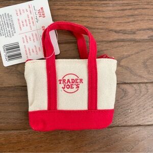 Trader Joe's Micro Tote Bag Red and Cream